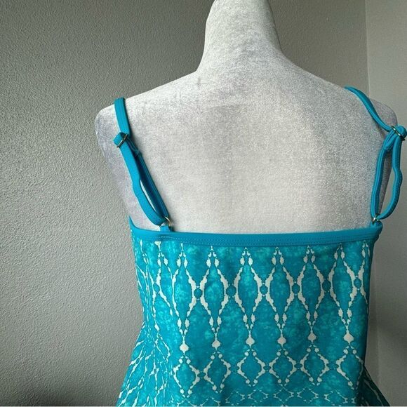 Ocean Avenue Swimwear Tankini Turquoise Blue White SZ M - Picture 8 of 15
